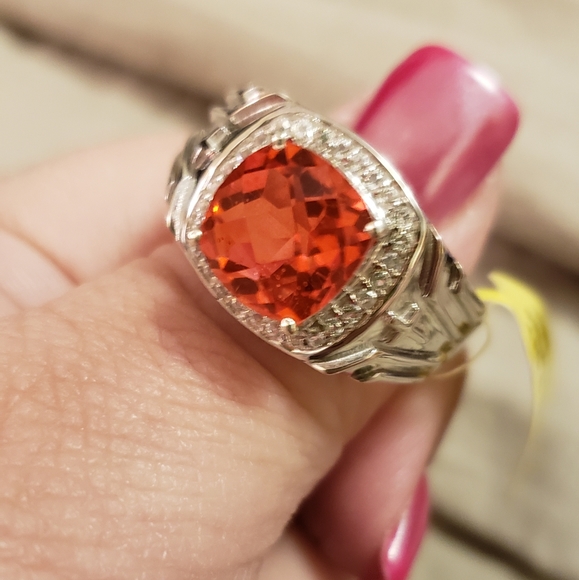 Size 12, Sunfire Quartz & White Topaz Ring, 4.80 carats, Sterling Silver, NWT - Picture 9 of 12